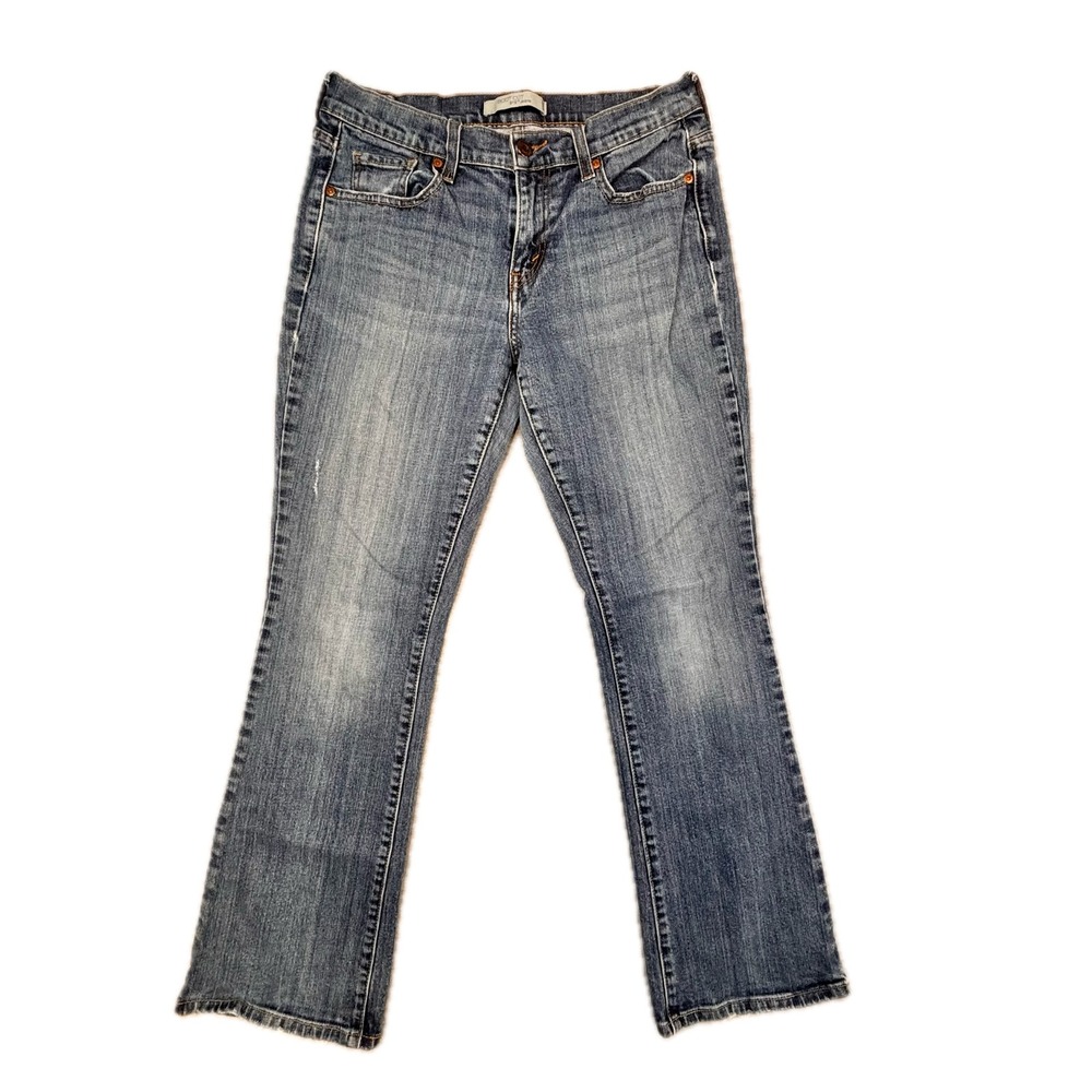 Levis 515 Boot Cut Jeans Womens 6 S/C Blue Denim Flap Pocket Studded Medium Wash